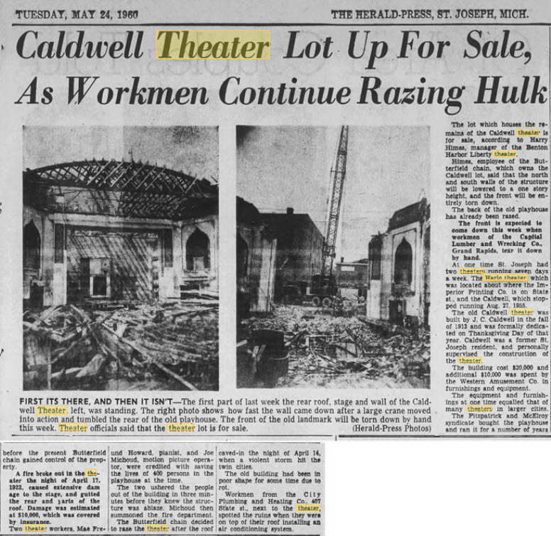 Caldwell Theatre - MAY 24 1960 ARTICLE ON DEMO